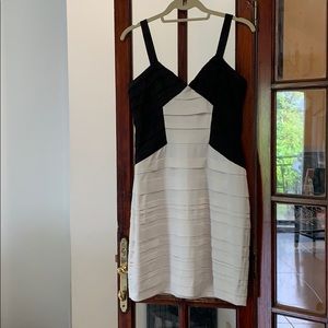 Black and cream satin strapped dress